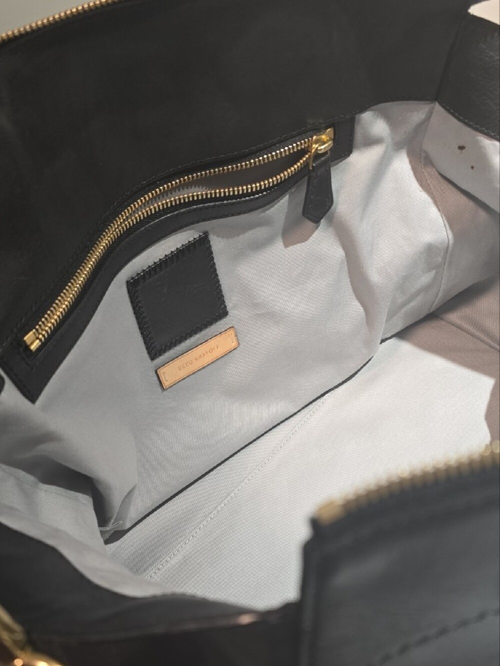 Reed Krakoff Large Black Leather Shoulder Tote with Gold Hardware - Picture 8 of 16
